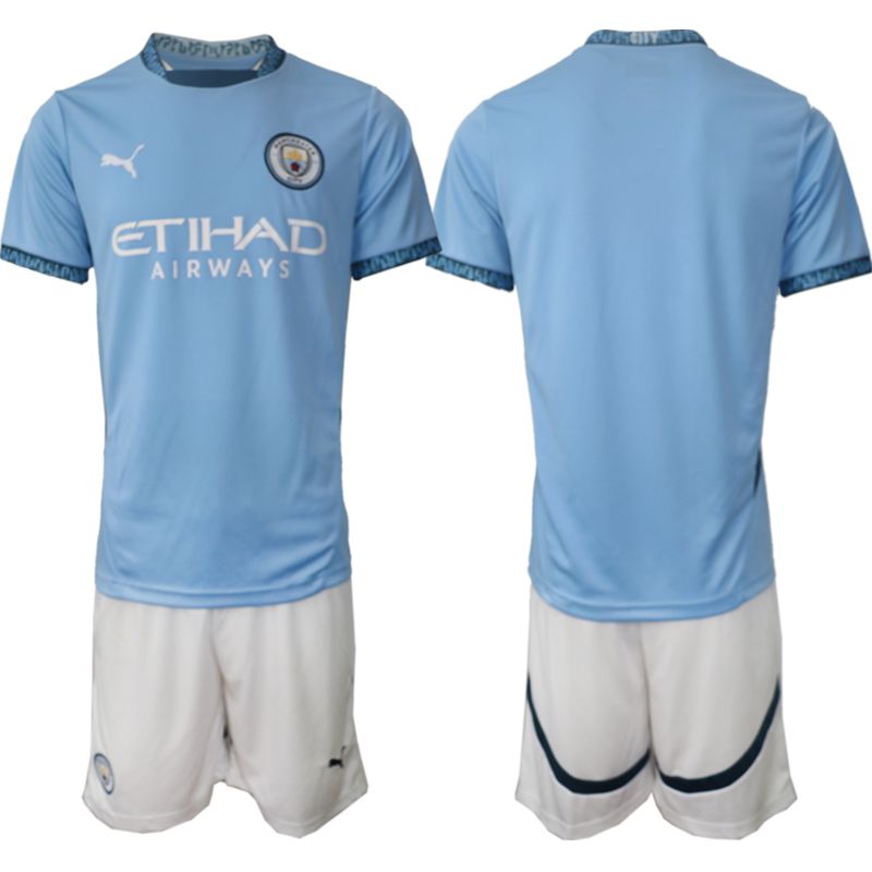 Men 2024-2025 Club Manchester City home Blue blank Soccer Jersey